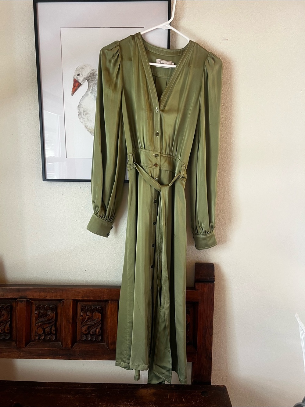 Temperley London Midi Long-Sleeve Button Dress FLAWED